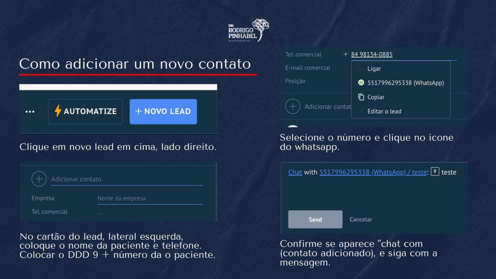 Passo a passo para adicionar um novo contato